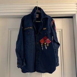 Vintage Boy Scouts navy canvas button down size 5